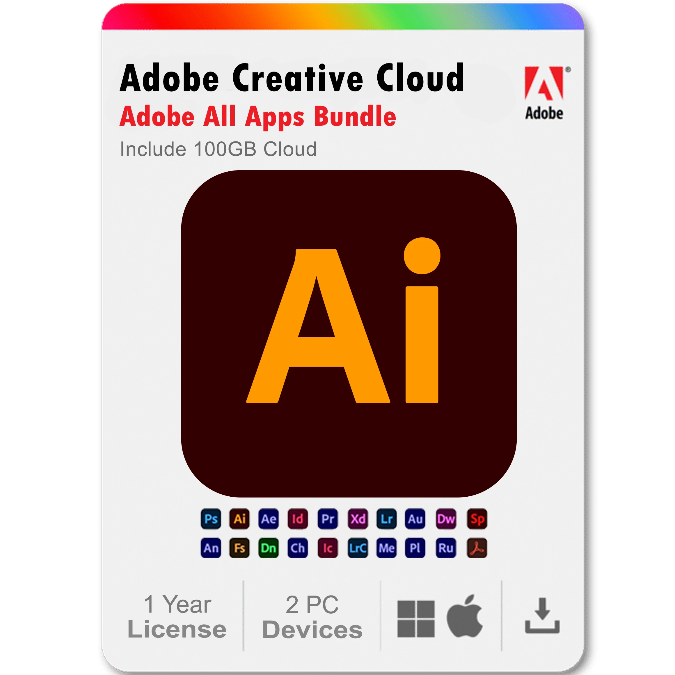 1.webp Illustrator 2025 1 Year Subscription All Adobe Creative Cloud Apps Bundle - Image 1