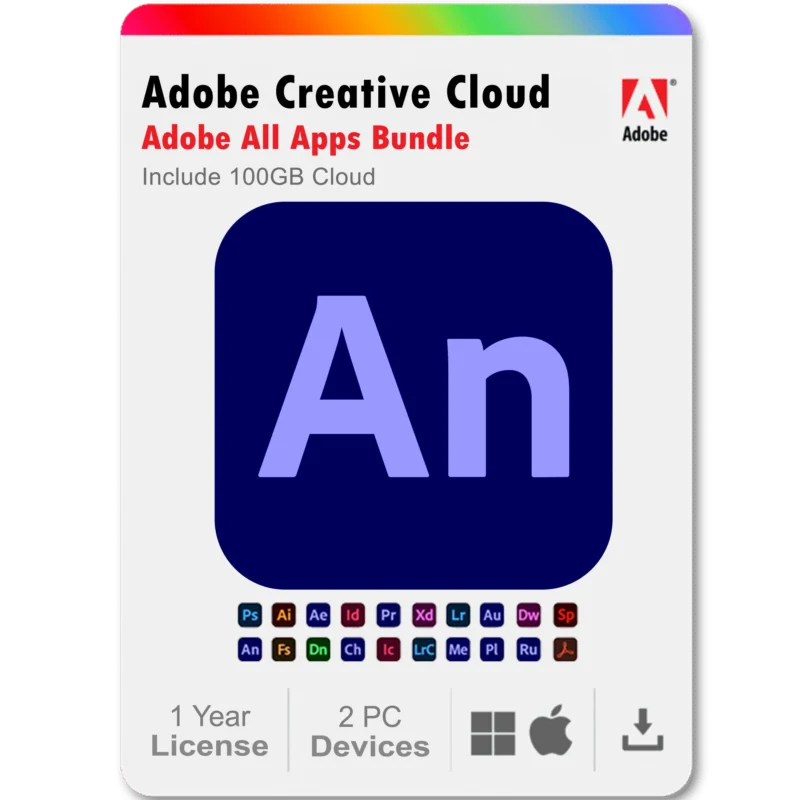 Adobe Animate 1 Year Subscription All Adobe Creative Cloud Apps Bundle